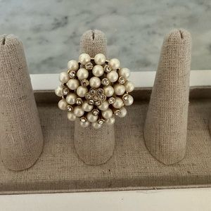 Stella & Dot Vintage Pearl/Diamond Cluster Ring